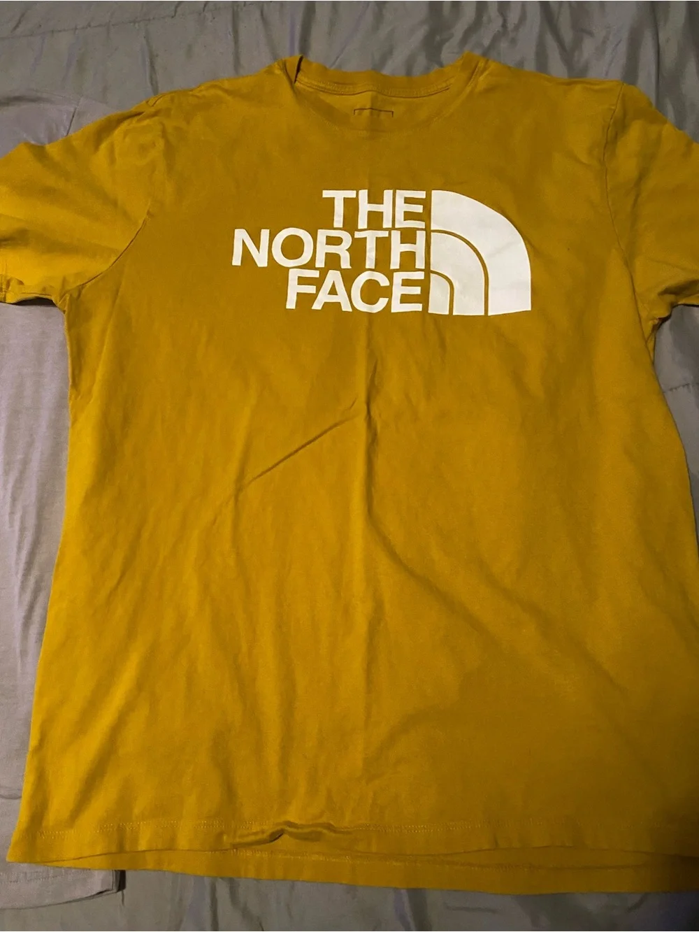 The North Face Men's Short Sleeve Logo Tee - Mustard Yellow and Gray
